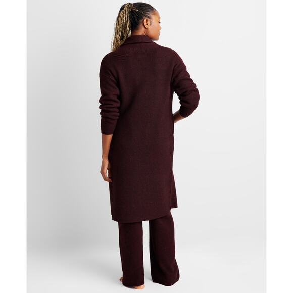State of Day Women's Knit Long-Sleeve Duster Robe, Port Heather Size M/L 0543 - Picture 3 of 3